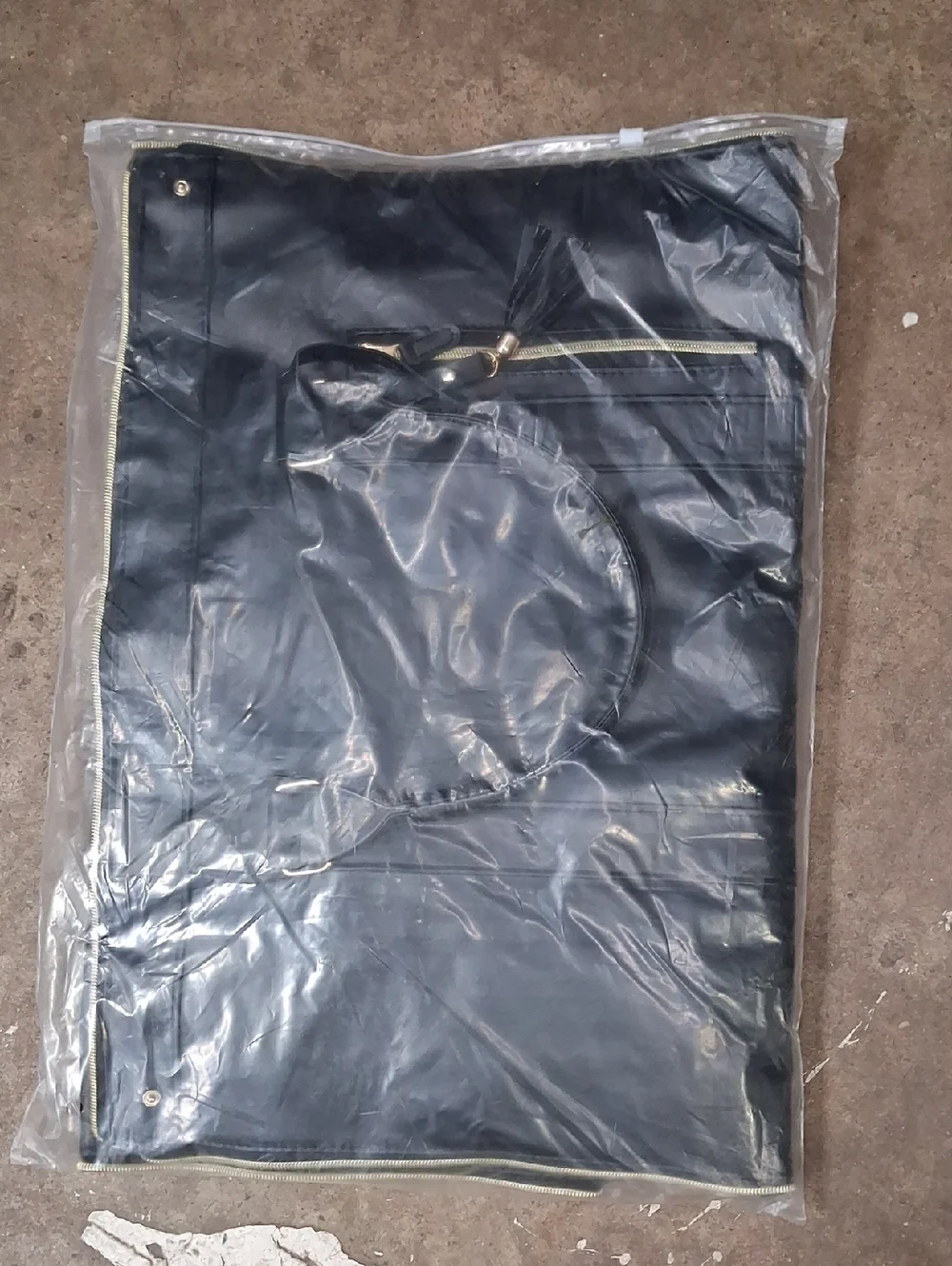 NWT PU Leather Duffel Bag, Carry on Garment Bag Black